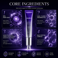 Sérum pour les yeux à la technologie d'auto-phagie cellulaire OEM ODM Marque Privée 20g, avec embout cristallin, Peptide de levure, Hydratant, Éclaircissant, Lissant, Raffermissant