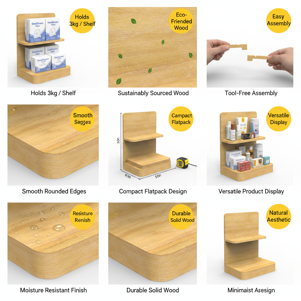 Custom Pine Shampoo Counter Holder Body Care Rack for Small Beauty Retail Store — view 5