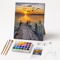 Kit de peinture par numéros personnalisé pour adultes, paysage de coucher de soleil sur quai en bois au bord du lac, peinture acrylique sur toile, décoration murale pour la maison