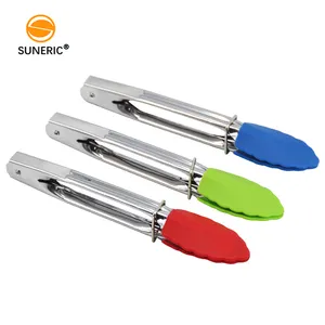 Stainless Steel 7 Inch Kitchen Tools Mini Food Tong With Silicone Tips