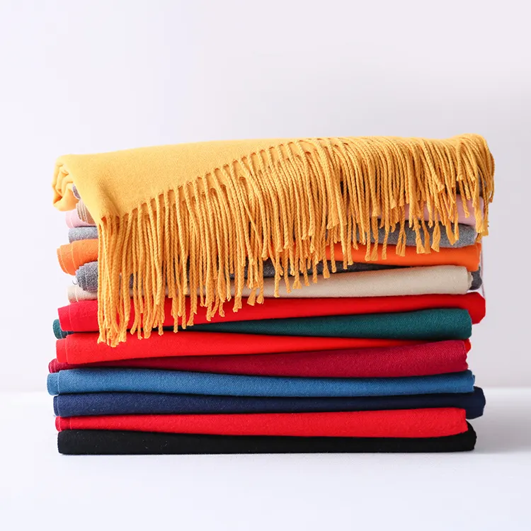 Производитель OEM, женский модный кашемировый шарф из пашмины с логотипом на заказ