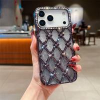 Coque de protection anti-chute pour iPhone 17 Pro Max, motif diamant électroplaqué, fleurs scintillantes, strass