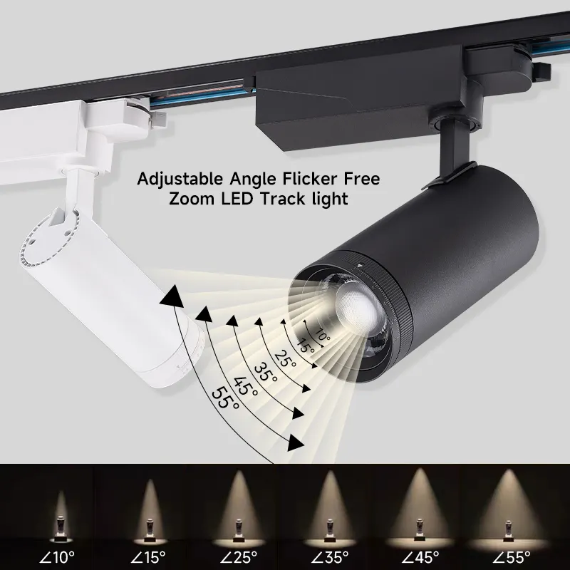 Hotel Dimmable Spot Track Light 20W Moving Head Track Spotlight Adjustable Beam Angle LED Tracklight