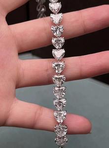 Pulsera de eternidad con diamantes cultivados en laboratorio, estilo hip hop, en forma de corazón, de oro blanco, para compromiso, para mujeres, para fiestas. - Product Image 5