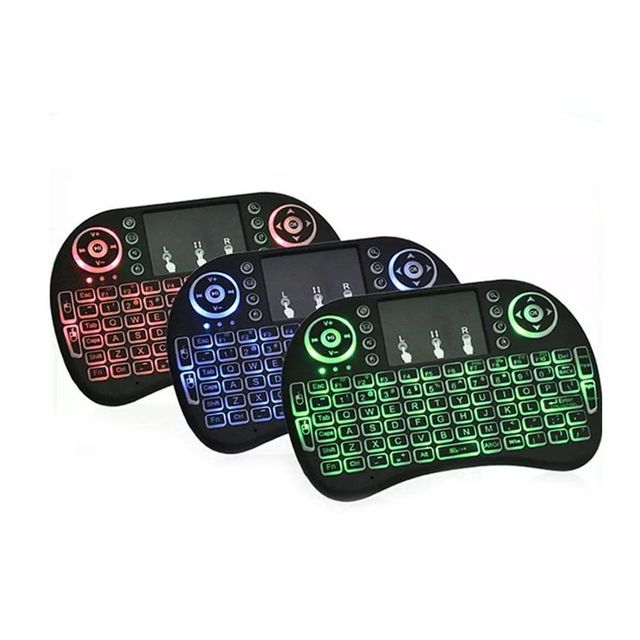 RXT 7 Colors Backlit I8 Mini Wireless Keyboard 2.4GHz USB Waterproof with Air Mouse Touchpad Remote Control for Android TV