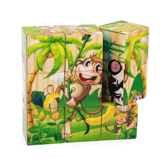 Низкая цена; Игрушки для раннего развития детей; Хорошее качество; 9 шт.: 6-стронние кубики деревянные игрушки 3D деревянные строительные блоки