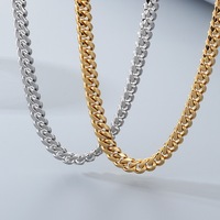 Collier unisexe tendance en acier inoxydable poli miroir avec fermoir à bascule style hip-hop, maillons cubains lisses, vente en gros