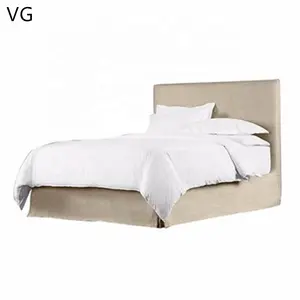 Furnitur tempat tidur dobel mewah, set seprai nyaman, tempat tidur platform berlapis kain, tempat tidur dobel dewasa