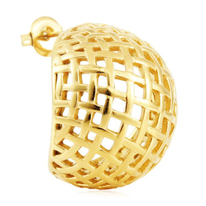 Gold Hollow <b>Mesh</b> Hoop Earrings Geometric U Shape Everyday Wear Unisex 19055 - Product Image 5