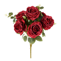 Nouvelles 6 Roses Flocons de Neige Artificielles en Vase Décoration Maison Mariage Saint-Valentin Célébration Plantes Vertes Accessoires de Photographie