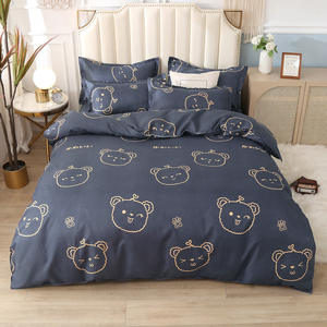 Parure de lit double 4 pièces en tissu brossé doux pour la peau avec impression et teinture actives, idéale pour dortoir - Product Image 4