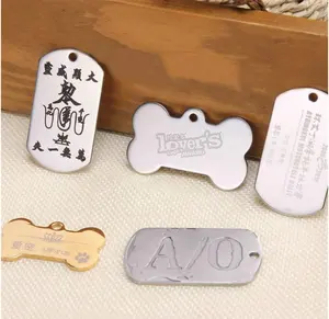 Perhiasan Gantungan Kunci Logam Pet Tag Kalung Liontin Ukiran Personalisasi Hadiah Kustom DIY Baja Titanium Tag Putaran Warna Emas