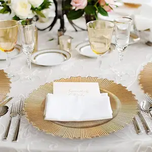 Vendita calda di lusso forte plastica oro piatto di ricambio decorazione di nozze 33cm rotondo