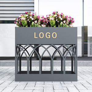 Jardinière moderne en métal avec logo personnalisé, support pour plantes, finition galvanisée, pour usage commercial dans les centres commerciaux - Product Image 6