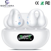 Écouteurs numériques YYK-Q80 avec affichage numérique, écouteurs sportifs à clip d'oreille, étanches IPX-5 et batterie intégrée de 300 mAh pour l'entraînement