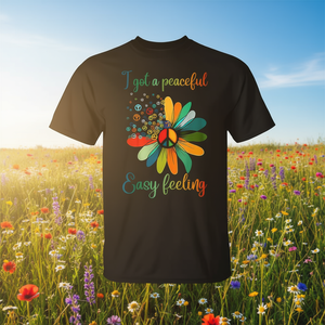 <b>Hippie</b> Peaceful Easy Feeling Sunflower <b>T</b>-<b>Shirt</b> With Peace Sign Design - Product Image 3