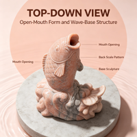 Statue de poisson Koi porte-bonheur en marbre rouge coucher de soleil, sculptée à la main, sculpture à jet d'eau pour la décoration de villas, cours et piscines