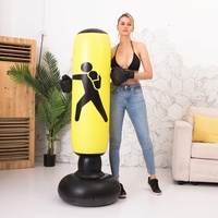 Sac de frappe gonflable autoportant en PVC épaissi de 160 cm, noir, taille personnalisée, colonne de boxe pour enfants pour le fitness à domicile
