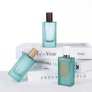 Botella de Perfume Cuadrada Azul Sub-bottle, Botella de Vidrio para Perfume de 50 ml con Fondo Grueso y Tapa de Madera - Product Image 6