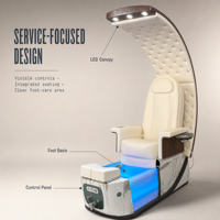 Station de pédicure avec bain de pieds, éclairage LED et fauteuil de salon pour soins professionnels des ongles
