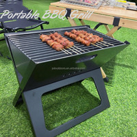 Barbecue au charbon de bois portable et pliable, compact, pour le camping en plein air, les pique-niques, barbecue de table en métal noir pliable