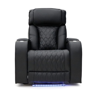 طقم كنبة أريكة كهربائية بآلية استلقاء من الجلد بتصميم عصري من Geeksofa Furniture مع كونسول وطاولة قابلة للطي لغرفة المعيشة - Product Image 4