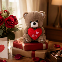Cadeau de la Saint-Valentin, jouets en peluche super doux, ours en peluche, éléphant, panda avec broderie en forme de cœur, animaux en peluche doux, vente en gros ODM OEM
