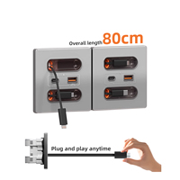 Prise murale intelligente Type-C Câble de charge rétractable Prise de charge pour téléphone portable