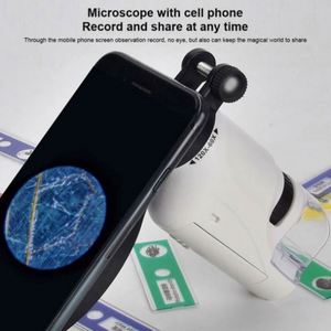 Mini Pocket <b>Microscope</b> Kit 60-120x Lab Handheld Battery Powered LED Light White ABS/Metal Kids Science Tool for 5-7 Years - Product Image 6