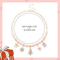 Collier de Noël pour femme – Pendentif flocon de neige, sapin, nœud, perle rose – Cadeau de fêtes pour femme – Vente en gros personnalisée
