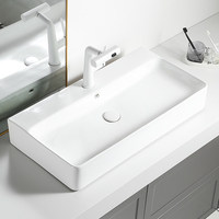 Vasque rectangulaire en céramique à poser sur comptoir, modèle 9041, 900x415x135mm, pour salle de bain, lavabo à poser pour hôtel et maison