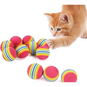 Bepets – balles en mousse pour chats, jouet doux à rayures arc-en-ciel colorées, 1.7 pouces, jouet interactif pour chat contre l'ennui - Product Image 6