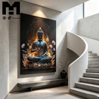 Cuadro de Buda en Lienzo, Impresión Artística en Lienzo, Póster Decorativo con Marco de Buda, Decoración Religiosa para Sala de Estar, Decoración del Hogar