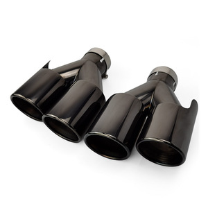 Tuyau d'échappement universel <span class=keywords><strong>double</strong></span> <span class=keywords><strong>sortie</strong></span> pour voiture en acier inoxydable chromé noir, exportation d'usine - Product Image 1