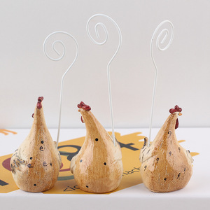 Rooster Business Card Holder Resin Cartoon Style White Desk Decor Note Holder Office Home Craft Gift - Product Image 4