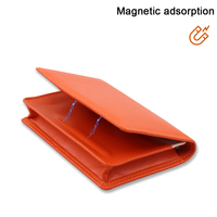 Dompet saku wadah kartu kredit lipat dua kulit, dompet saku tempat kartu penghalang RFID bisnis berkualitas kustom