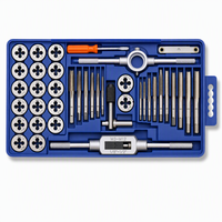Kit de 40 pièces d'outils de filetage métriques et SAE en acier à roulements GCr15 M3-M12 pour réparation de filetages, avec porte-mèche, clé à taraud et mallette