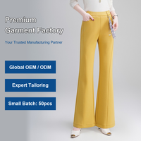Pantalon évasé taille haute pour femme, coupe droite longue, taille élastique, poches, coupe décontractée, classique, Ropa De Mujer Al Por Mayor