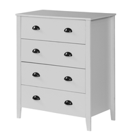 Commode à 4 tiroirs avec poignées de style rétro Commode Mobilier de chambre Dressing Cabinet de chambre à coucher