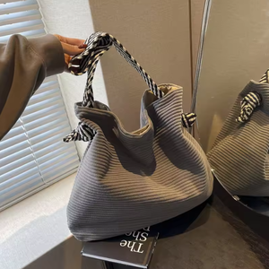 New arrivals <b>large</b> capacity pleated women's shoulder <b>bag</b>, new simple canvas handbag shopping <b>bag</b> - Product Image 5