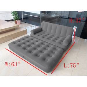 3-in-1 Modern Portable Eco PVC Flocked Inflatable <b>Sofa</b> <b>Bed</b> Foldable Lounge Couch for Indoor & Outdoor Use Designed for Bedroom - Product Image 6