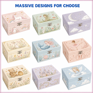Caja de Música de Madera Rectangular con Manivela, Diseño Floral Boho, Joyería Cálida y Creativa, MDF Ecológico, 120S, Regalo de Cumpleaños para Niños - Product Image 6