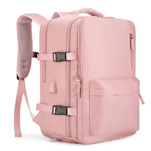 Travel <b>Backpack</b> Unisex Large Capacity Lightweight Multi-Functional Business Travel Gray <b>Black</b> Green Pink Off-White Solid Color - Product Image 4