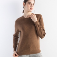 Pull en laine premium lisse à col rond pour femme, tricoté en brioche, style pêcheur, pour l'automne et l'hiver – En promotion