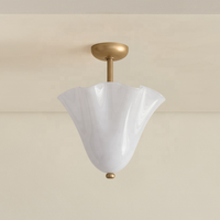 Lustre créatif en verre en forme de fleur, petite lampe décorative en cuivre pour chambre à coucher, lustre contemporain en verre pour salle de bain