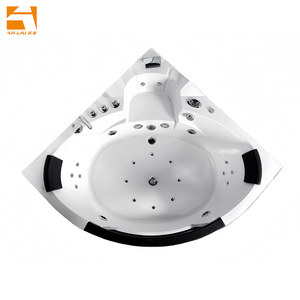 Bañera de hidromasaje de esquina interior blanca con luces LED, bañera de hidromasaje doble con jacuzzi doble para baño, calentador térmico en forma de triángulo - Product Image 2