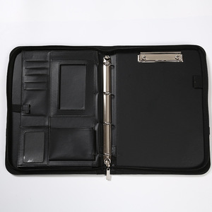 A4 Zipped Conference Folder Portable Padfolio <strong>Folio</strong> Case Business Handle Faux Leather Document Bag Portfolio - Product Image 6