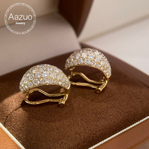ต่างหูเพชรแท้ Aazuo ทองคำแท้ 18K สีเหลือง น้ำหนัก 2.46 กะรัต ทรงบริลเลียนท์ ได้รับการรับรองจาก GIC ของขวัญสุดหรูสำหรับผู้หญิง ใส่ได้ทุกวัน - Product Image 1