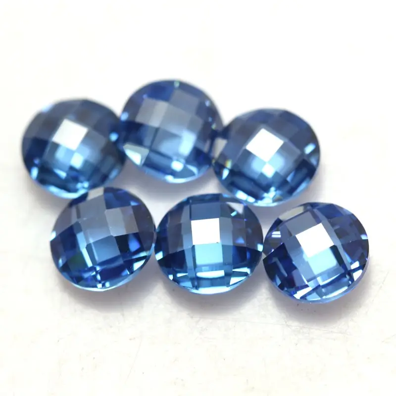 Loose gemstone double checker cut facet sapphire cz gems