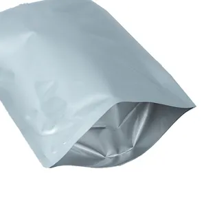 Zilveren Food Grade Vacuüm Warmte Afsluitbare Aluminiumfolie Zak Open Top Mylar Folie Verpakking Pouches Bulk Voedsel Opslag Zakken